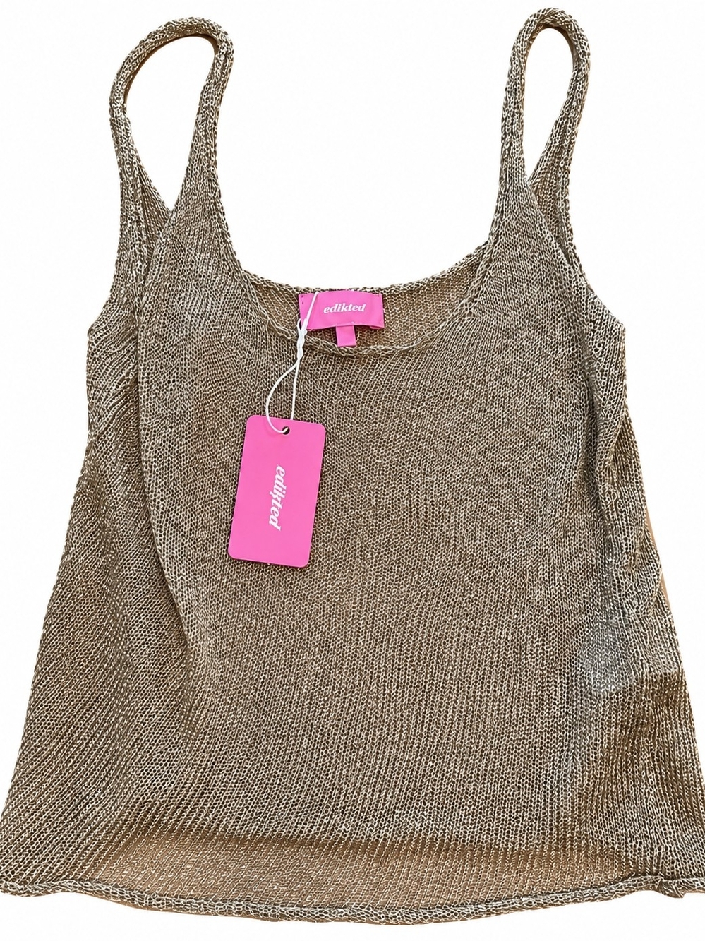 Edikted Metallic Knit Scoop Neck Tank